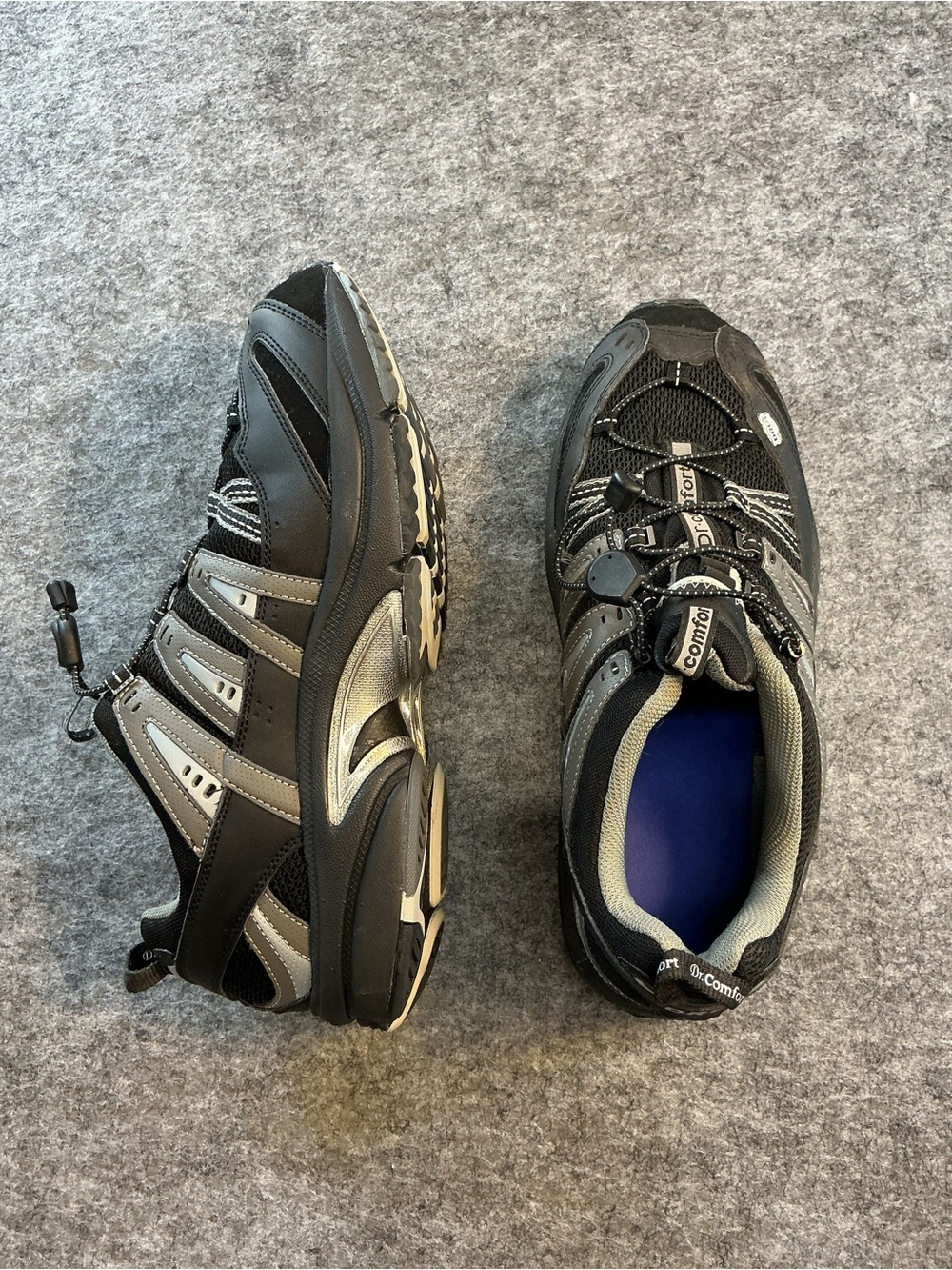 Dr Comfort Men’s Athletic Trail Shoes - Black/Gray Size 11.5